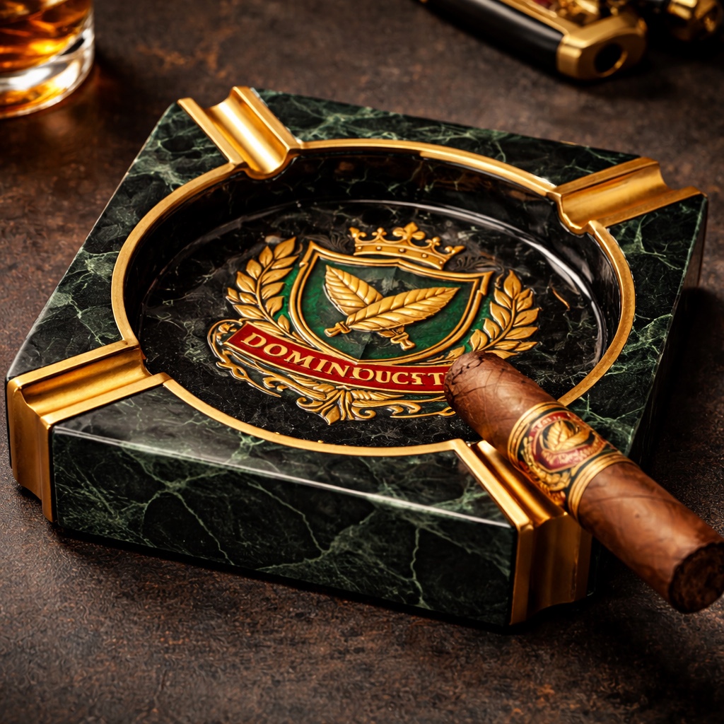 Marble ashtray with branded crest