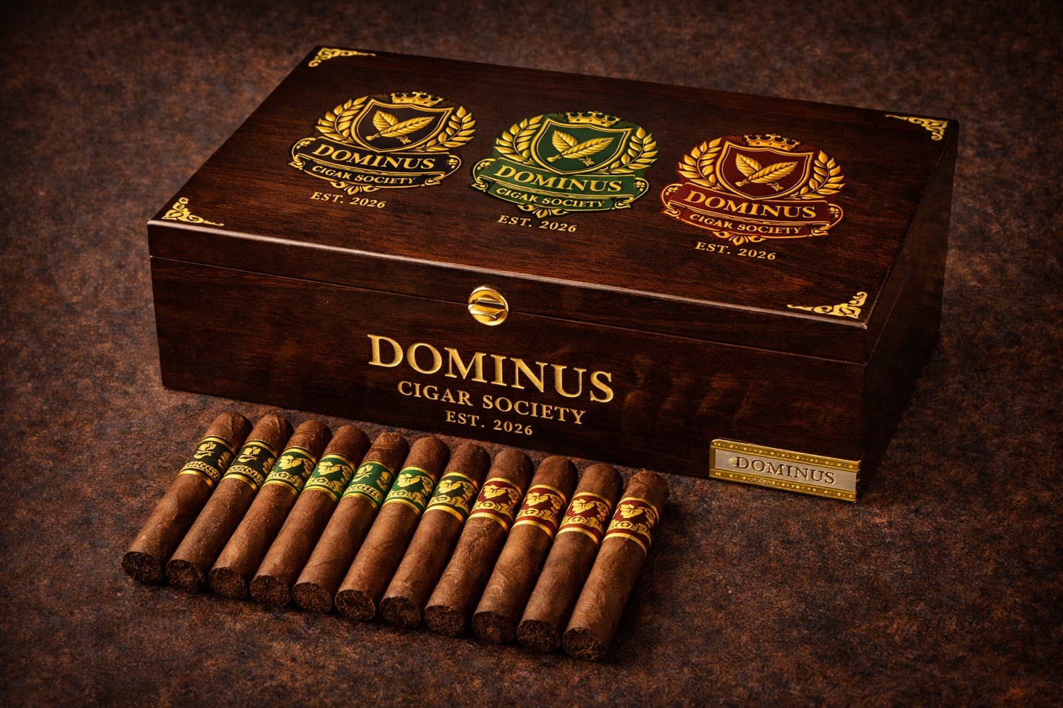 Black, green and red cigar collection box